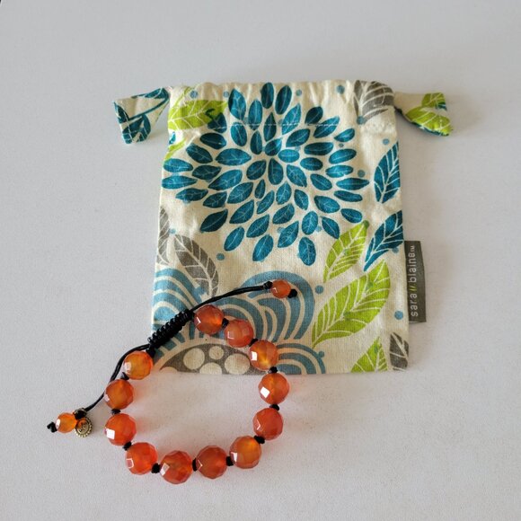 Sara Blaine Orange Beaded Bracelet Adjustable with Pouch - Picture 8 of 9
